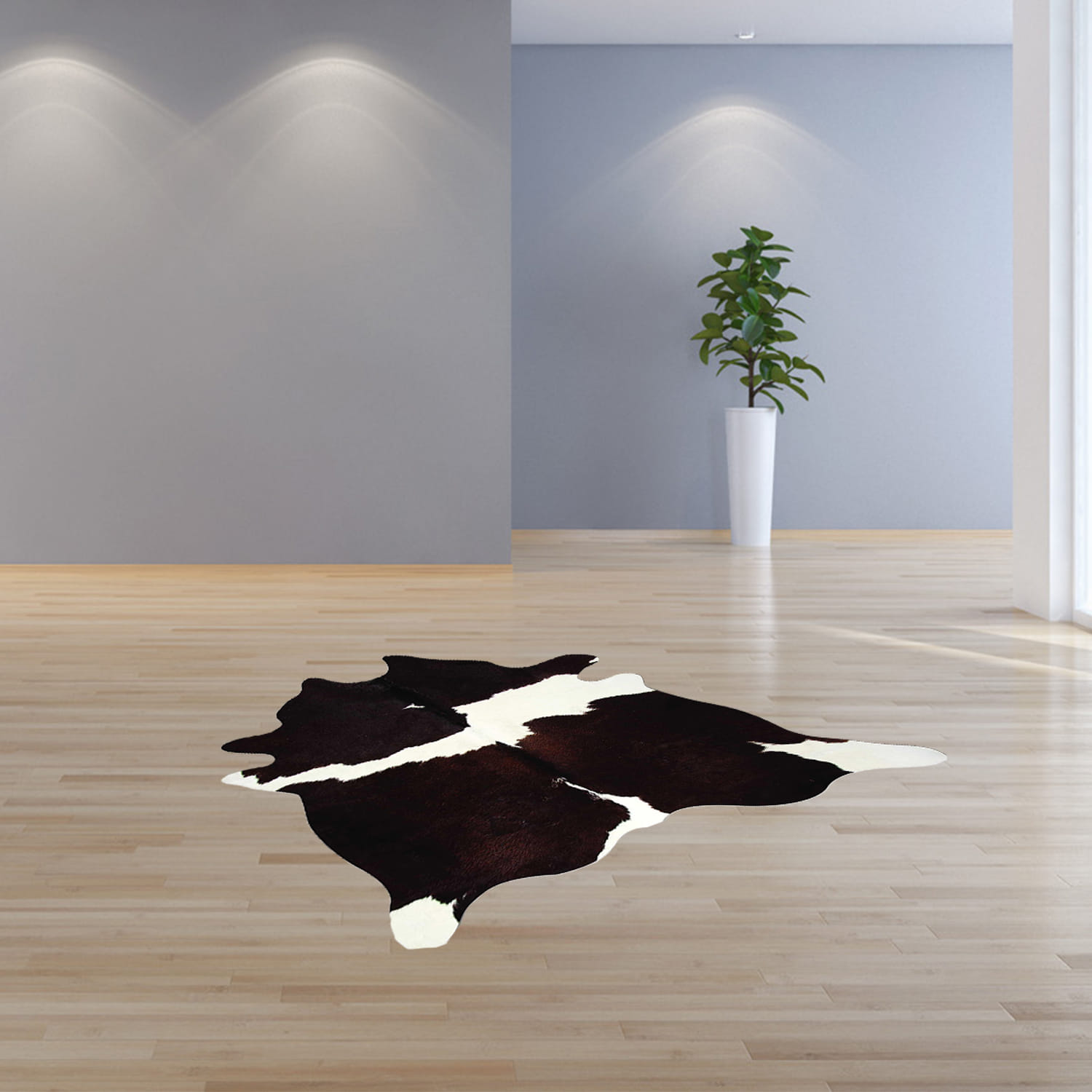6' X 7' Brown and White Cowhide Area Rug