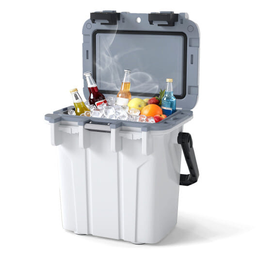 Ultra-Light Injection Molded Cooler 21 QT Hard Ice Chest-White