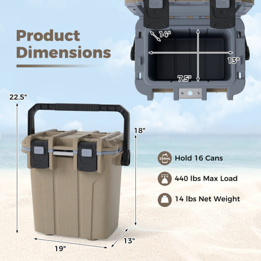 Ultra-Light Injection Molded Cooler 21 QT Hard Ice Chest-White