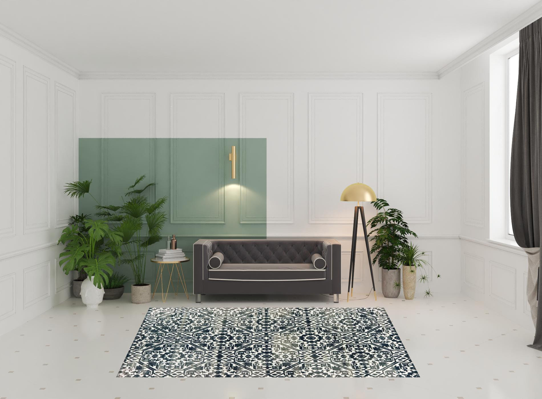 7' X 10' Blue and Ivory Geometric Power Loom Area Rug