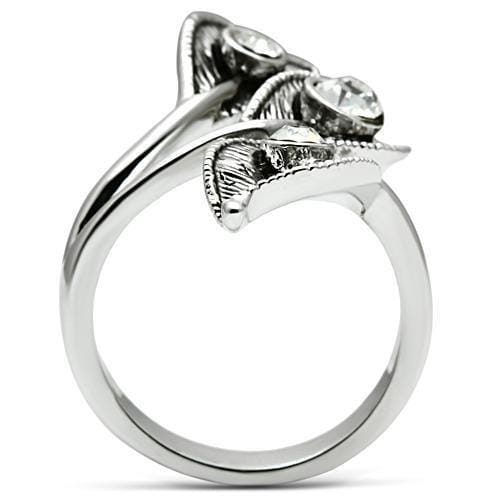 3W193 - Rhodium Brass Ring with Top Grade Crystal in Clear