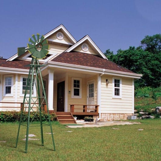 8 Feet Windmill Metal Ornamental Wind Wheel Weather Resistant-Green - Color: Green
