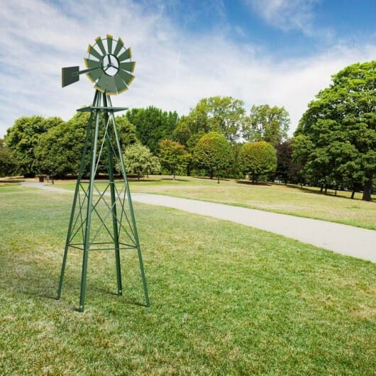8 Feet Windmill Metal Ornamental Wind Wheel Weather Resistant-Green - Color: Green