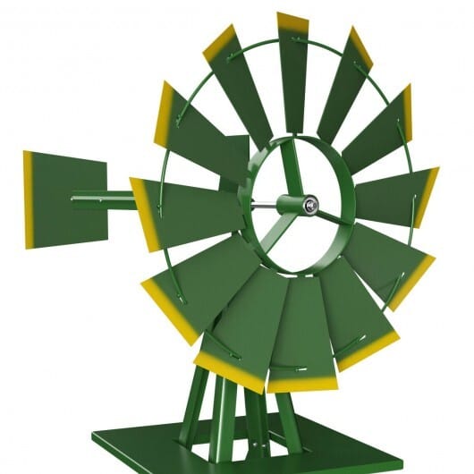 8 Feet Windmill Metal Ornamental Wind Wheel Weather Resistant-Green - Color: Green