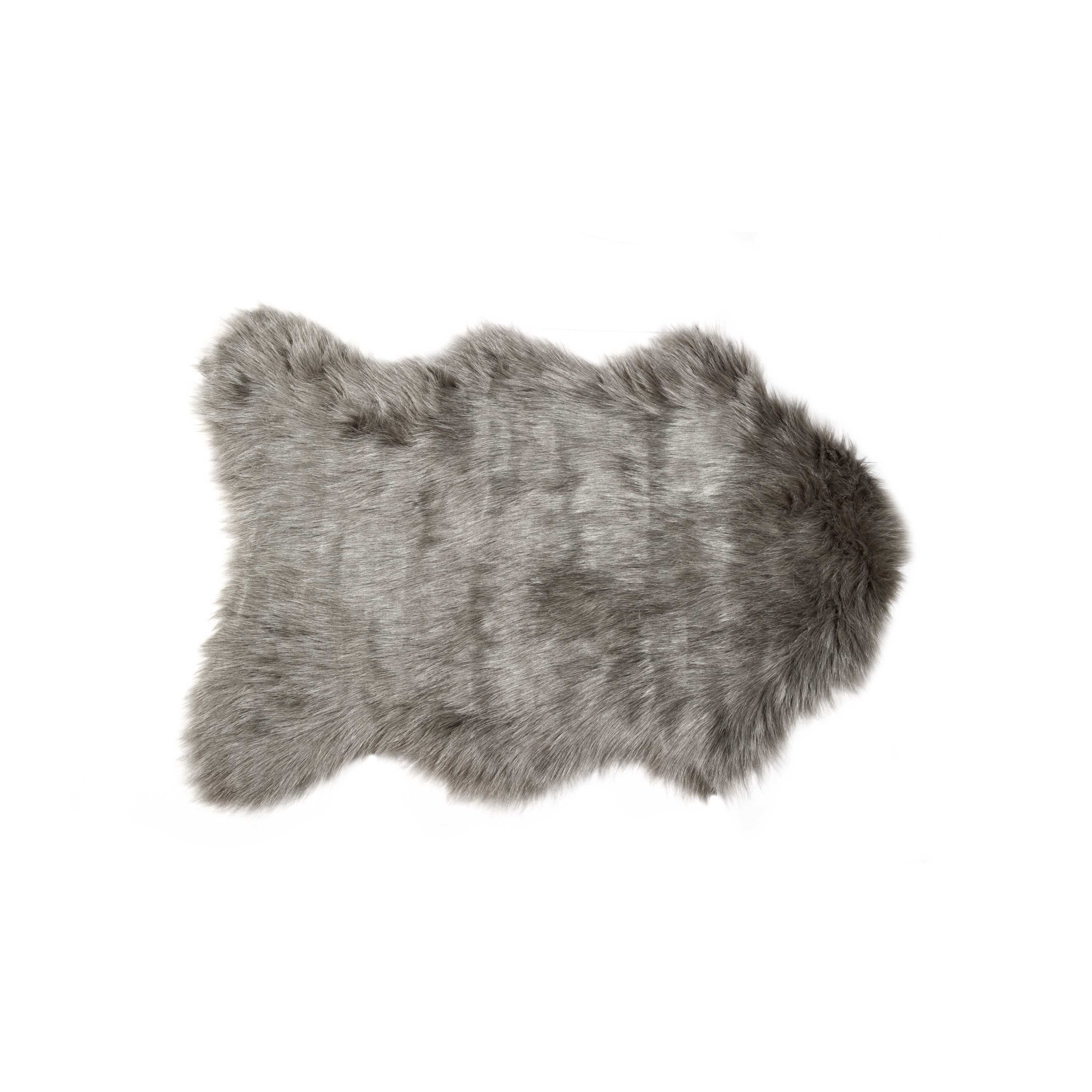 2' X 3' Gray Faux Sheepskin Animal Print Shag Sheepskin Area Rug