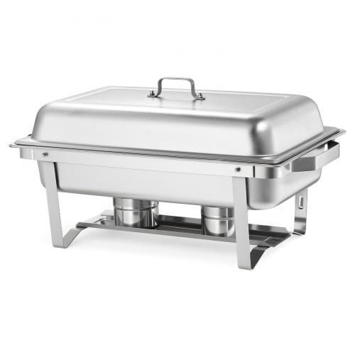 Rectangle Chafing Dish, 9 Qt 4 Pack Stainless Steel Chafing Dish, Food Warmer Chafer Complete Set with Hollow Handle, 2 Food Tongs, Lid, Fuel Holder, Chafer Dishes for Banquet Party Wedding