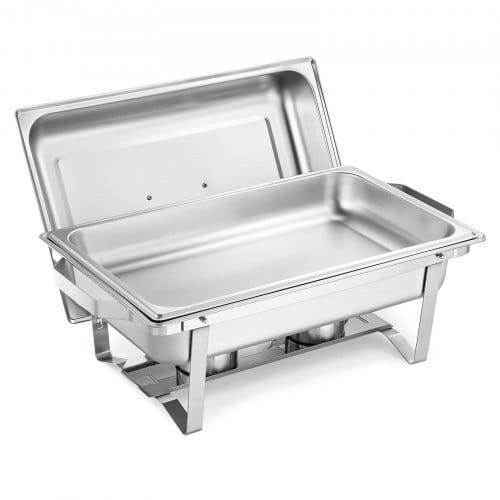 Rectangle Chafing Dish, 9 Qt 4 Pack Stainless Steel Chafing Dish, Food Warmer Chafer Complete Set with Hollow Handle, 2 Food Tongs, Lid, Fuel Holder, Chafer Dishes for Banquet Party Wedding
