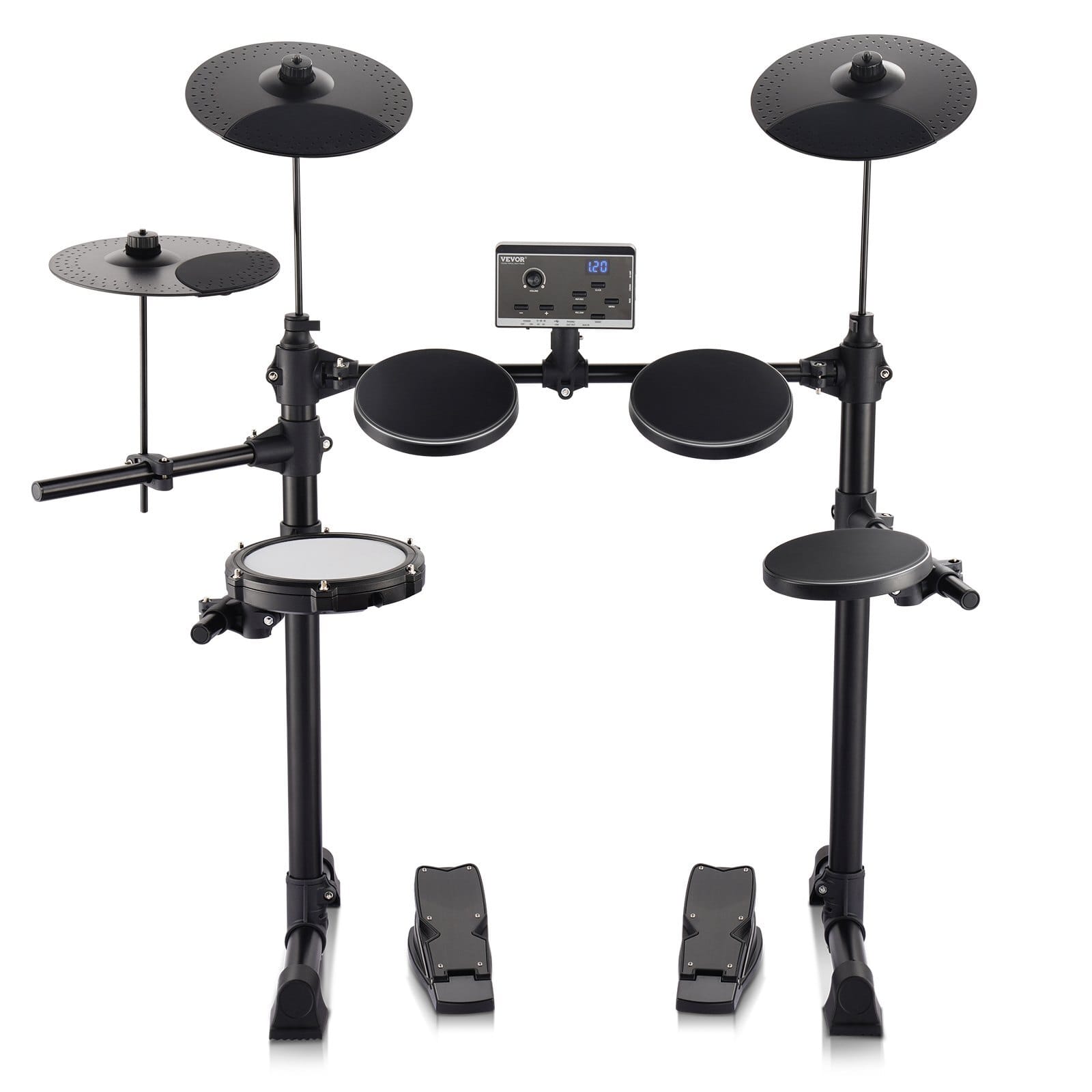 Electric Drum Set, 15 Drum Kits & 150 Sounds Electronic Drum Kit, USB MIDI Supported 6.5 in Quiet Mesh Snare Electric Drum Set with 10 in Cymbals Drum Sticks & Headphone, for Beginners & Adults