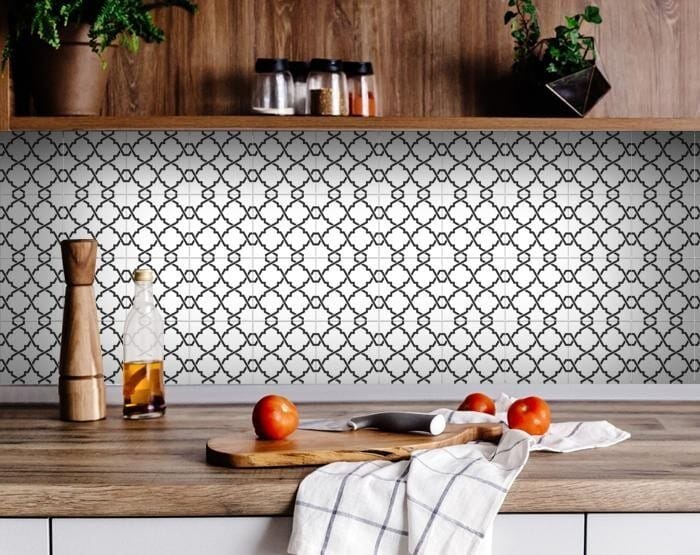 7" X 7" Black and White Prism Peel and Stick Removable Tiles