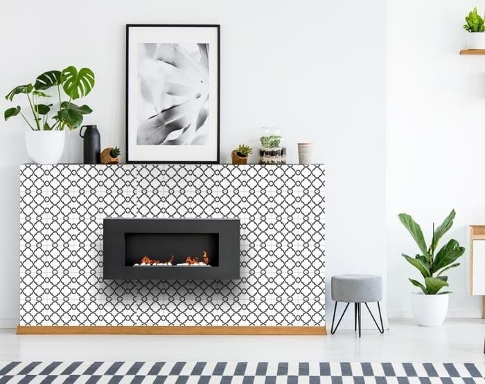 7" X 7" Black and White Prism Peel and Stick Removable Tiles