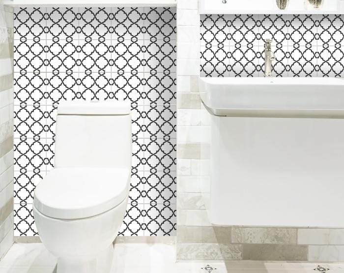 7" X 7" Black and White Prism Peel and Stick Removable Tiles