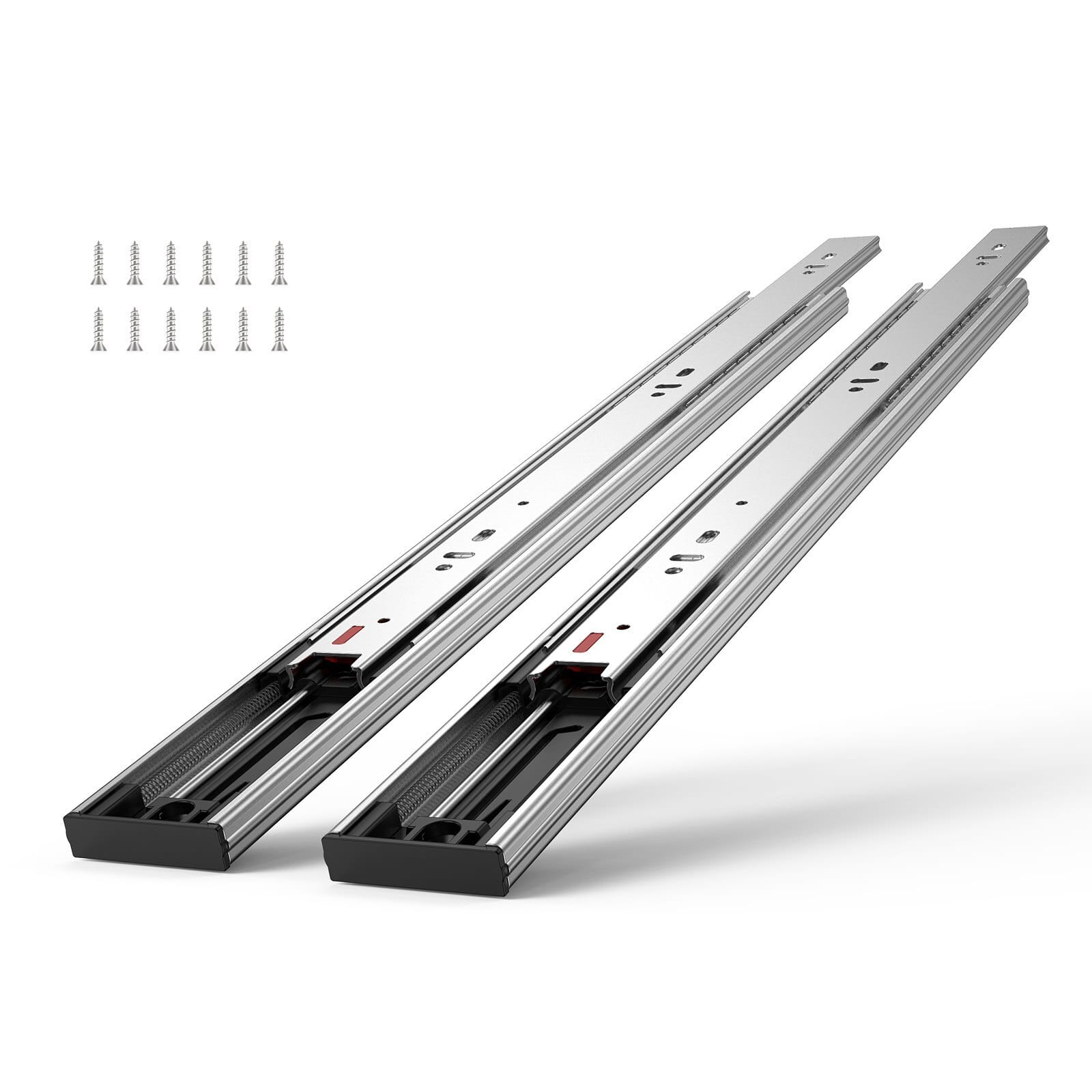 6 Pairs of 18 Inch Drawer Slides Side Mount Rails, Heavy Duty Full Extension Steel Track, Soft-Close Noiseless Guide Glides Cabinet Kitchen Runners with Ball Bearing, 100 Lbs Load Capacity