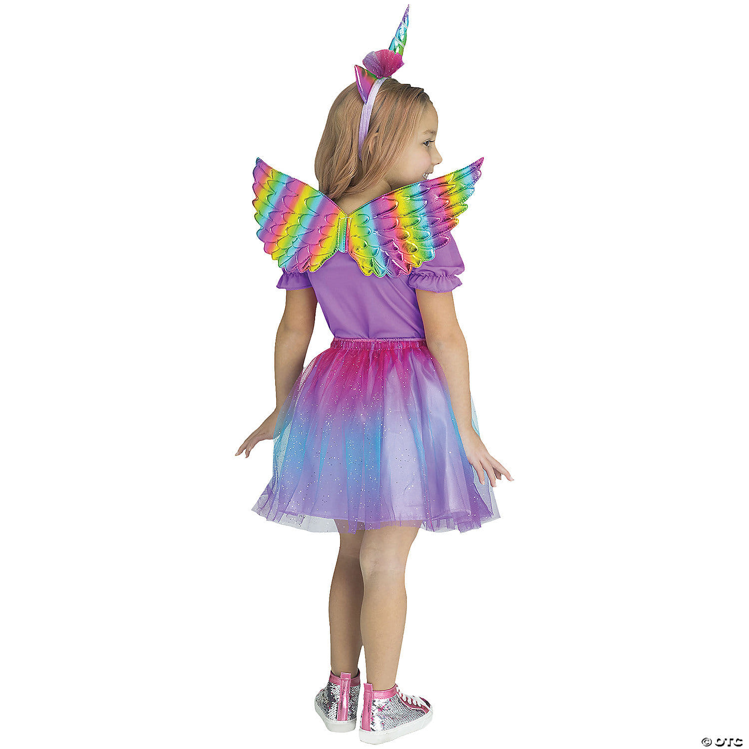 Kids Metallic Rainbow Fabric Foam Wings Costume Accessory