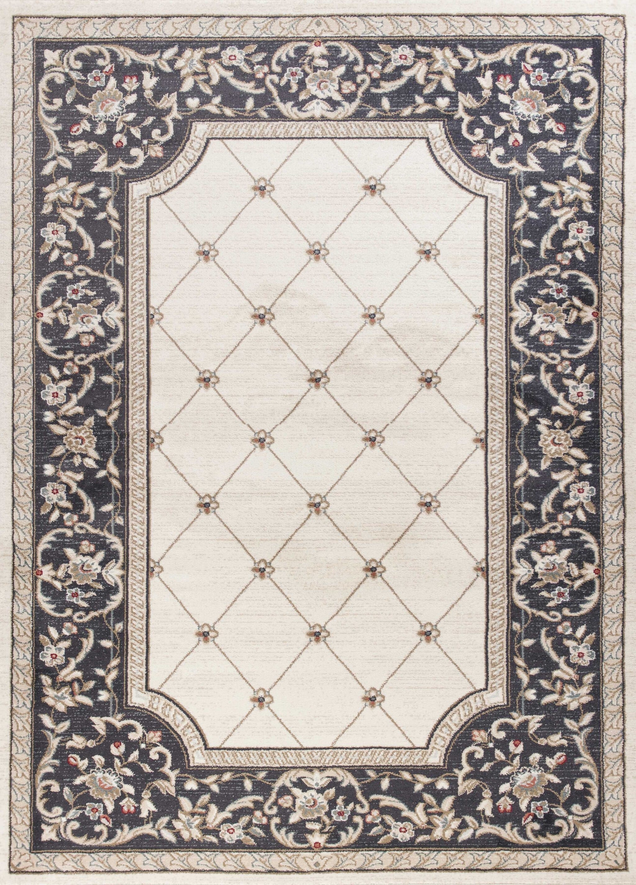 3' X 5' Gray and Ivory Trellis Area Rug