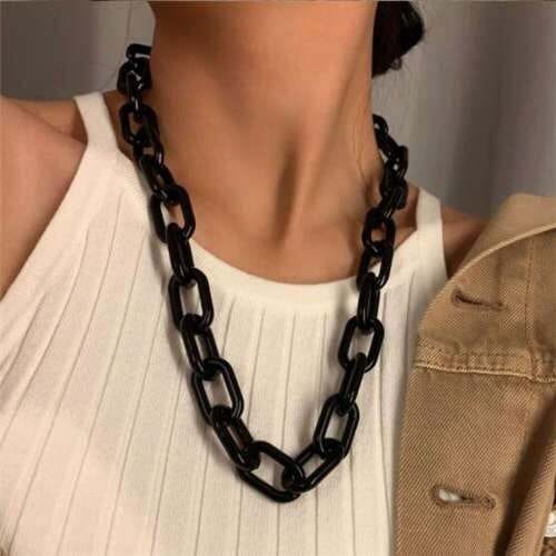 Hip-hop Fashion Big Chain Design Acrylic Wholesale Costume Necklace - Black