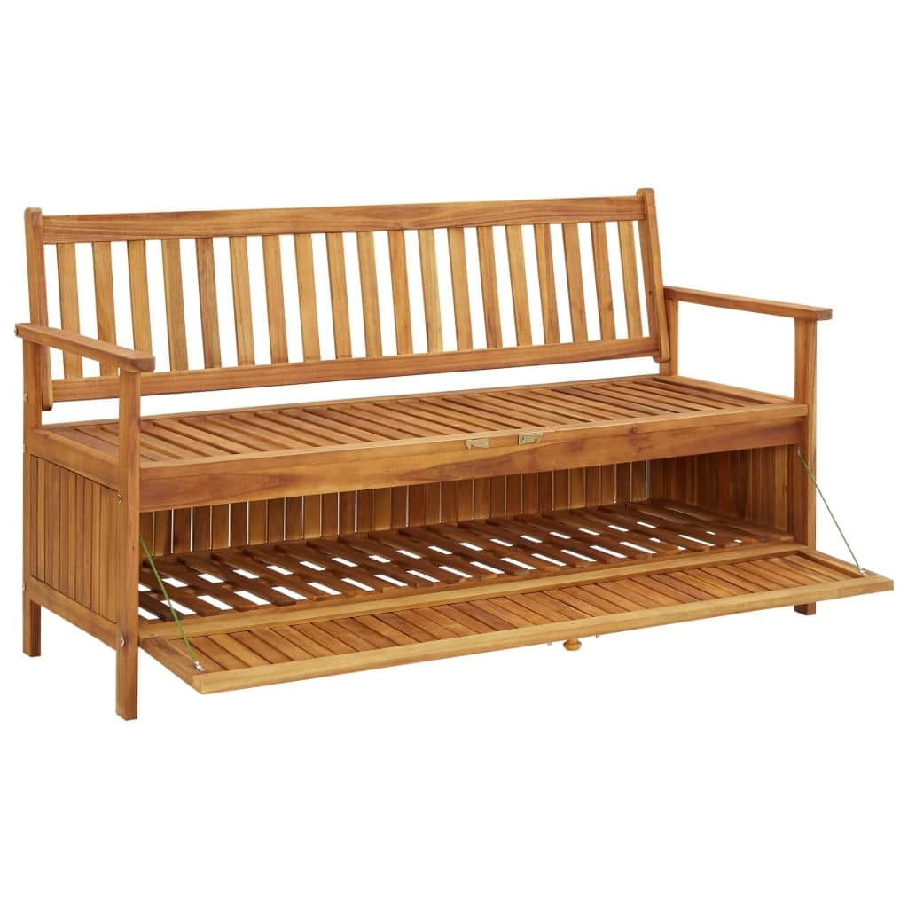 Patio Storage Bench 58.3" Solid Acacia Wood