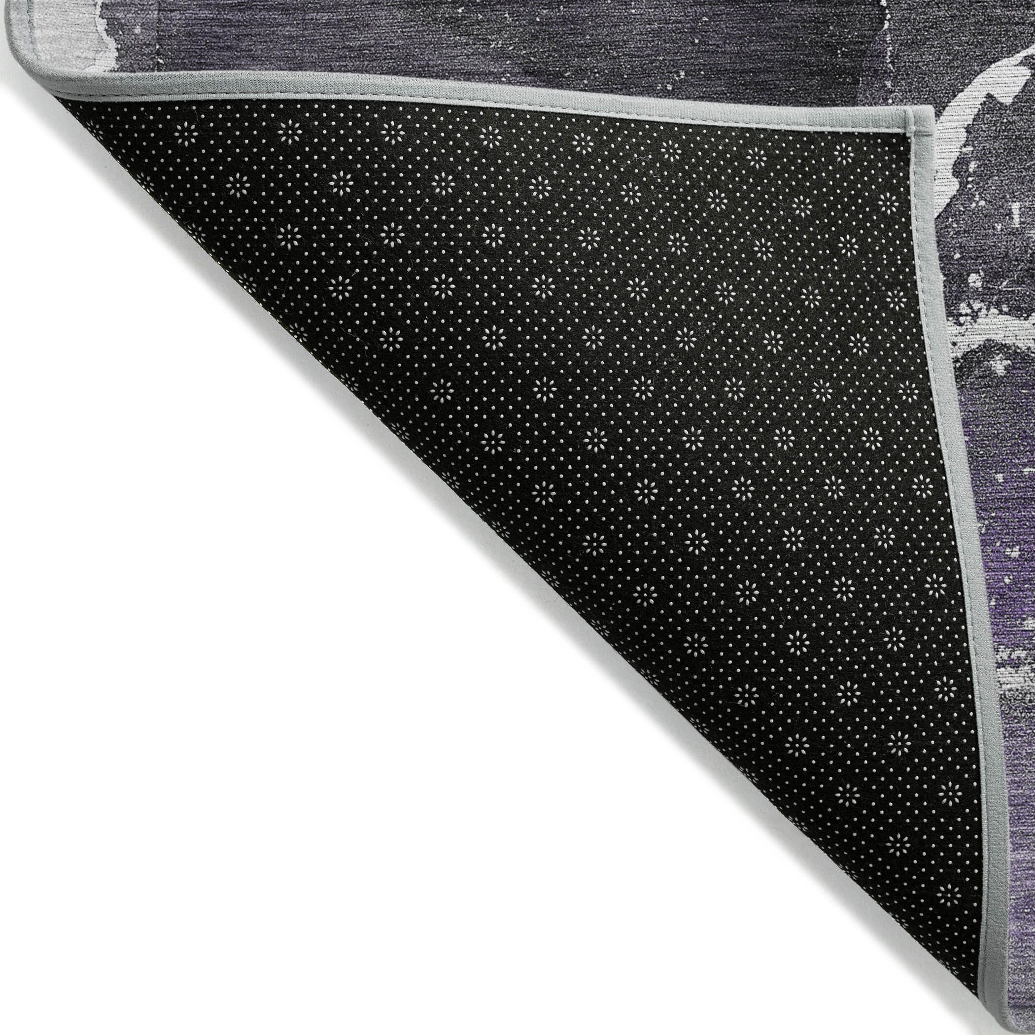 10' X 14' Gray and Purple Abstract Washable Non Skid Indoor Outdoor Area Rug