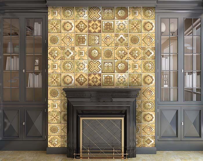 8" X 8" Vintage Beige And White Peel And Stick Removable Tiles