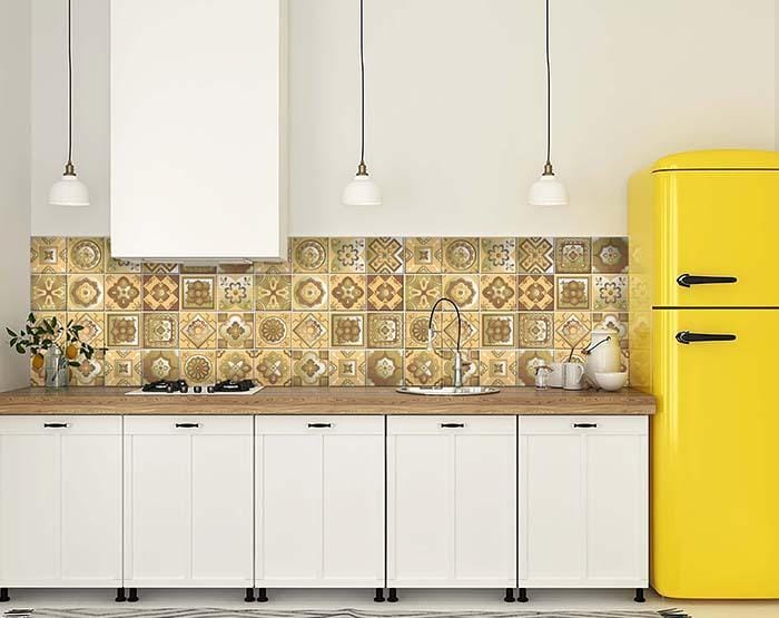 8" X 8" Vintage Beige And White Peel And Stick Removable Tiles