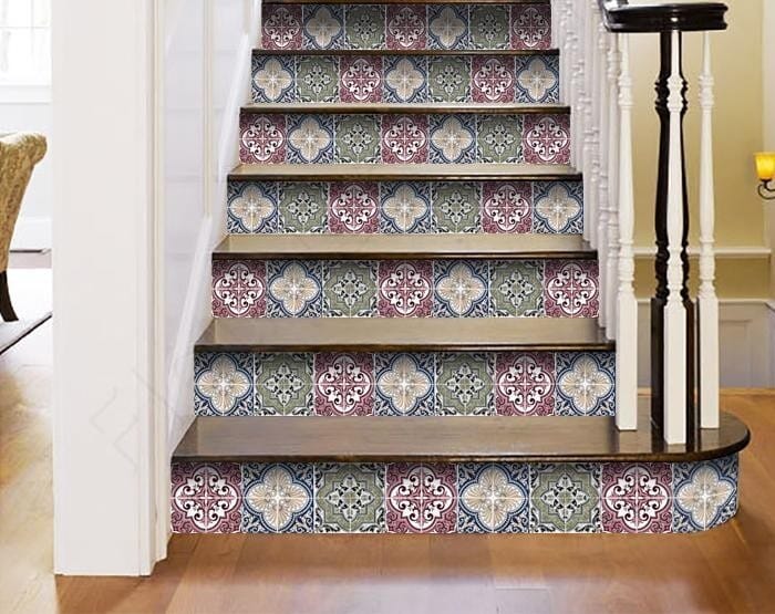 6" X 6" Vintage Multi Removable Peel and Stick Tiles