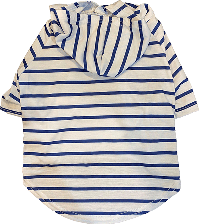 FASHION PET Striped Hoodie Blue and White XS
