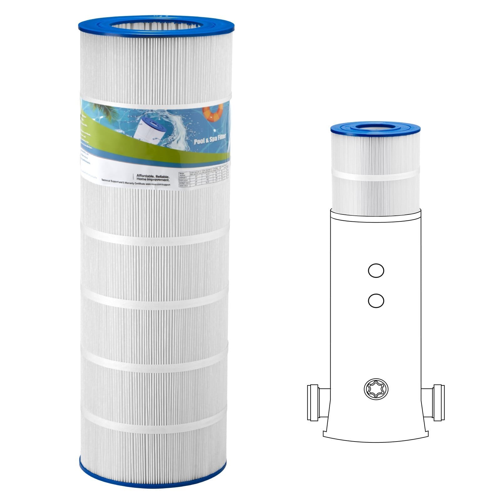 Pool Filter Cartridge, 150 Sq. Ft Spa Hot Tub Filter Cartridge Replacement, Compatible with Pentair R173216, Pleatco PAP150, Secure for Kids & Pet, Trilobal Pleated, Easy to Clean