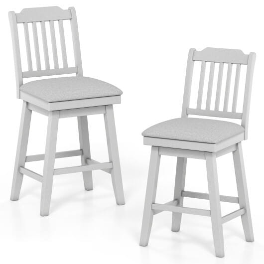 25 inch Modern Bar Stools Set of 2 with Upholstered Swivel Seat-Gray - Color: Gray