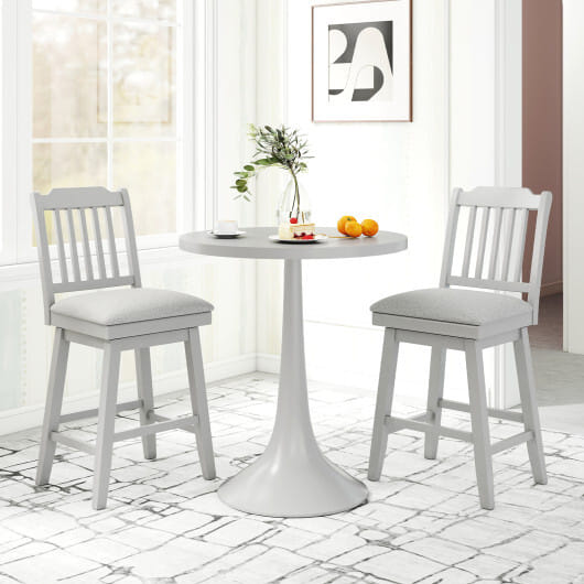 25 inch Modern Bar Stools Set of 2 with Upholstered Swivel Seat-Gray - Color: Gray