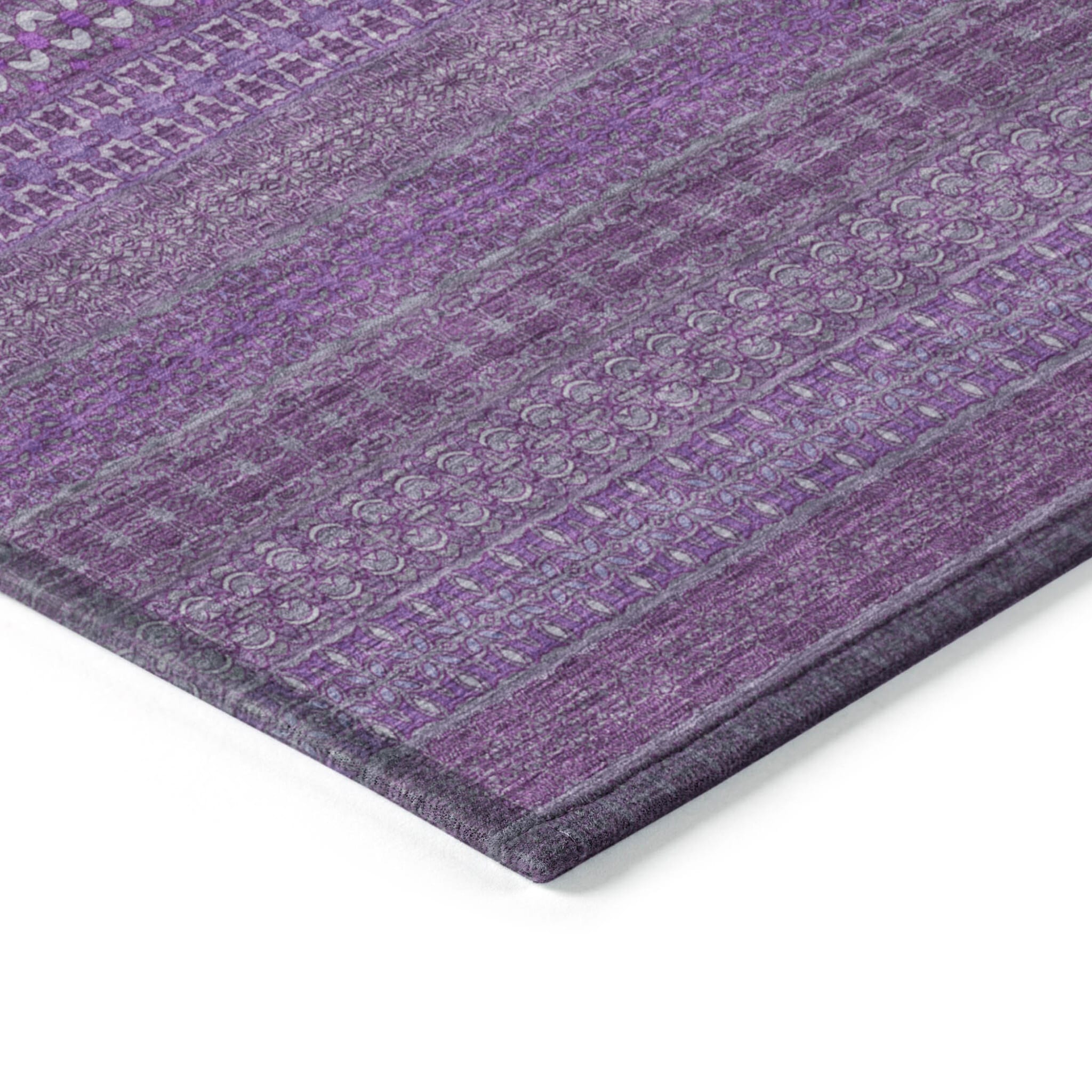 3' X 5' Eggplant Striped Washable Non Skid Indoor Outdoor Area Rug