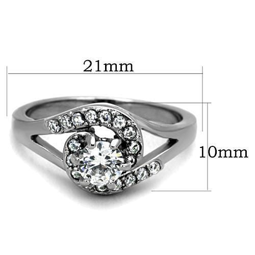 TK1529 - High polished (no plating) Stainless Steel Ring with AAA Grade CZ in Clear