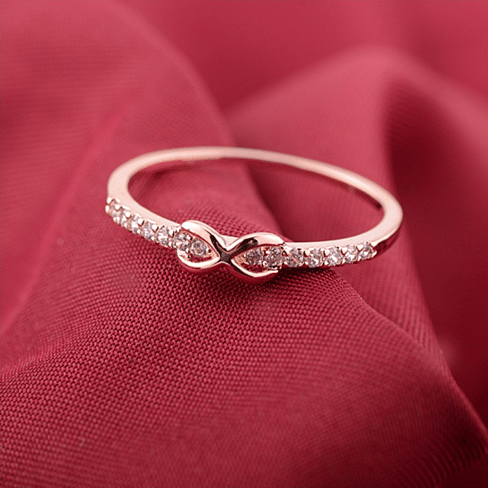 Color: Gold,Size: 10 - Infinite Love Ring with parade of CZ Diamonds