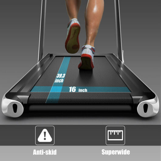 2 in 1 2.25HP Folding Treadmill with APP Speaker Remote Control-Silver - Color: Silver