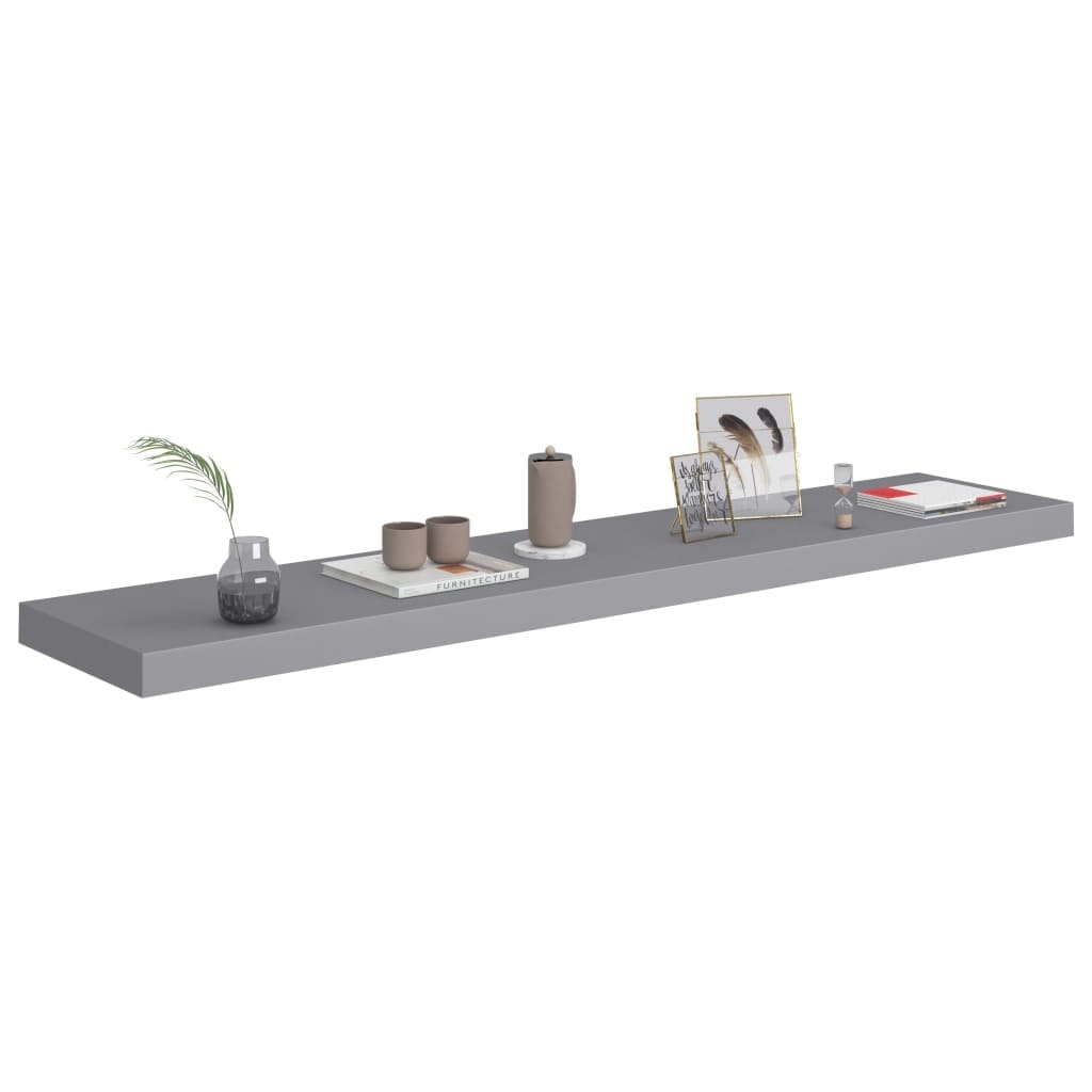 Floating Wall Shelves 4 pcs Gray 47.2"x9.3"x1.5" MDF