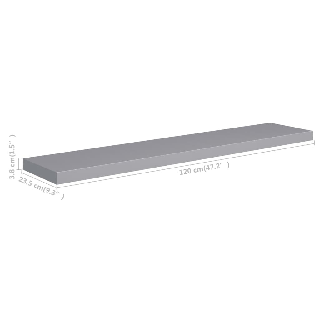 Floating Wall Shelves 4 pcs Gray 47.2"x9.3"x1.5" MDF
