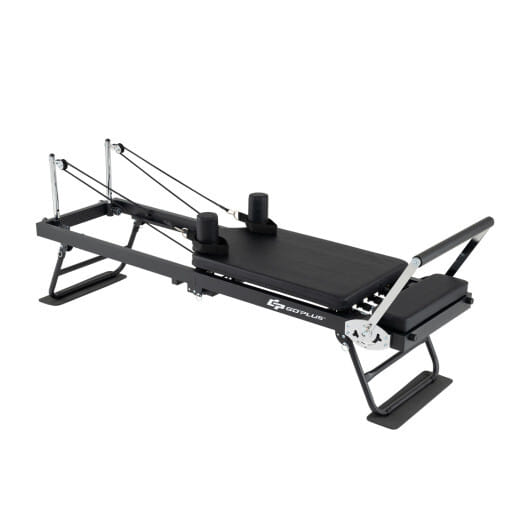 Foldable Pilates Reformer Machine for Home Gym Large Pilates Equipment-Black - Color: Black