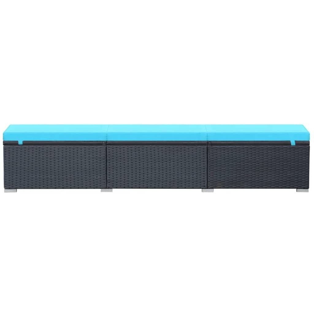 Sun Lounger with Cushion Poly Rattan Black