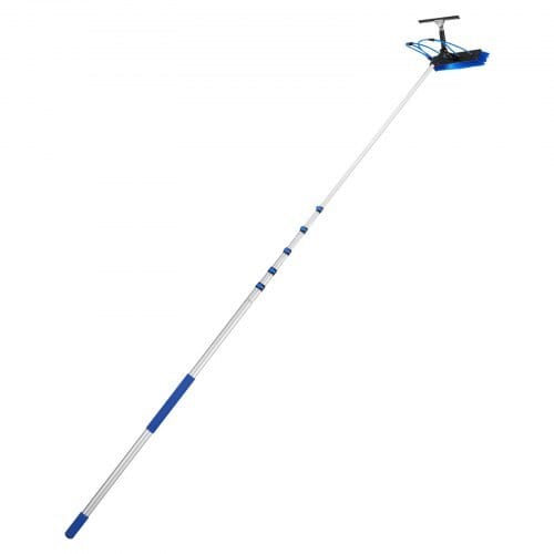 Solar Panel Cleaning Kit, 33 ft, Water Fed Pole Kit with Cleaning Brush, Squeegee, Soap Dispenser, Extendable Aluminum Telescopic Pole, 180?° Rotatable Brush Head, for Roof Mounted Solar Panels