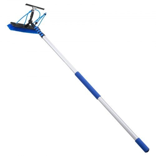 Solar Panel Cleaning Kit, 33 ft, Water Fed Pole Kit with Cleaning Brush, Squeegee, Soap Dispenser, Extendable Aluminum Telescopic Pole, 180?° Rotatable Brush Head, for Roof Mounted Solar Panels