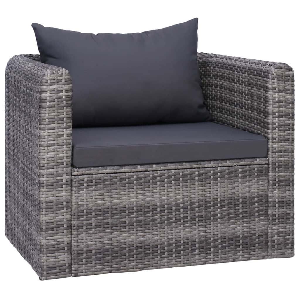 9 Piece Patio Lounge Set with Cushions Poly Rattan Gray