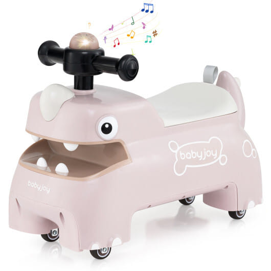 Toddler Ride on Toy Walking Sliding Car with Lights and Music-Pink - Color: Pink