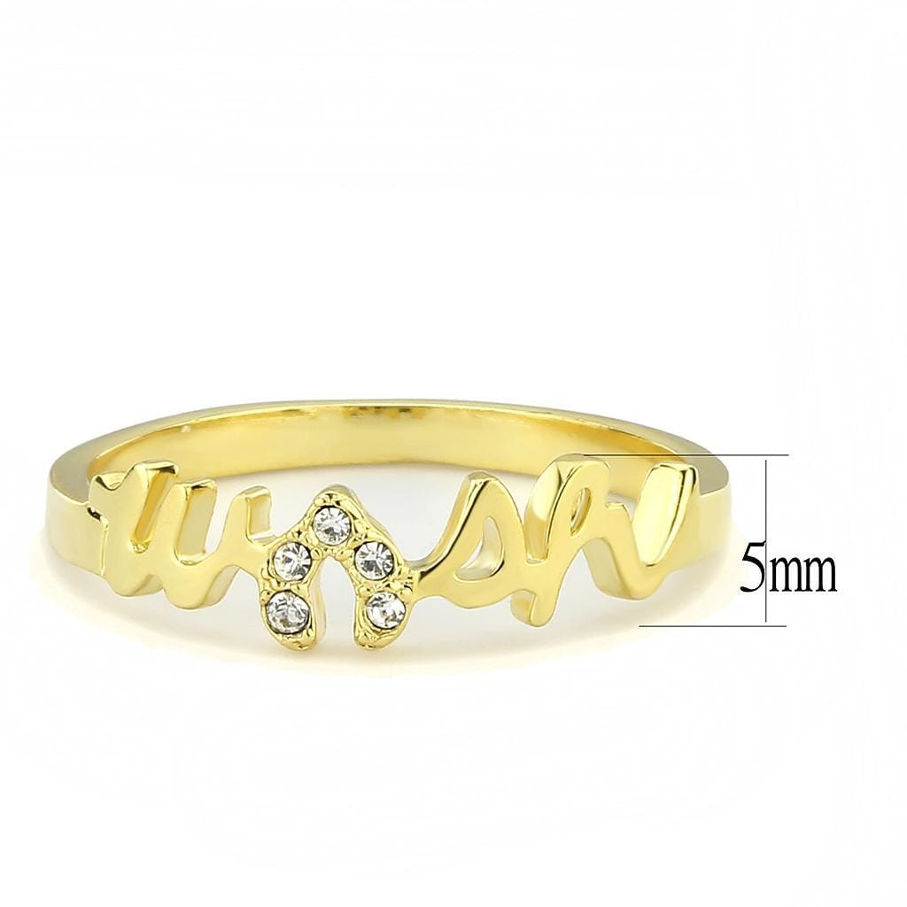 LO3966 - Flash Gold Brass Ring with Top Grade Crystal in Clear
