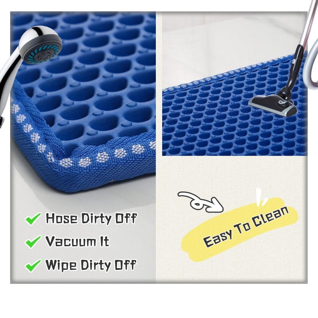 Cat Litter Mat, Kitty Litter Trapping Mat, Double Layer Mats with MiLi Shape Scratching design, Urine Waterproof, Easy Clean, Scatter Control  21" x 14"  Blue(same as JYD-GT-MSD-BLUE)
