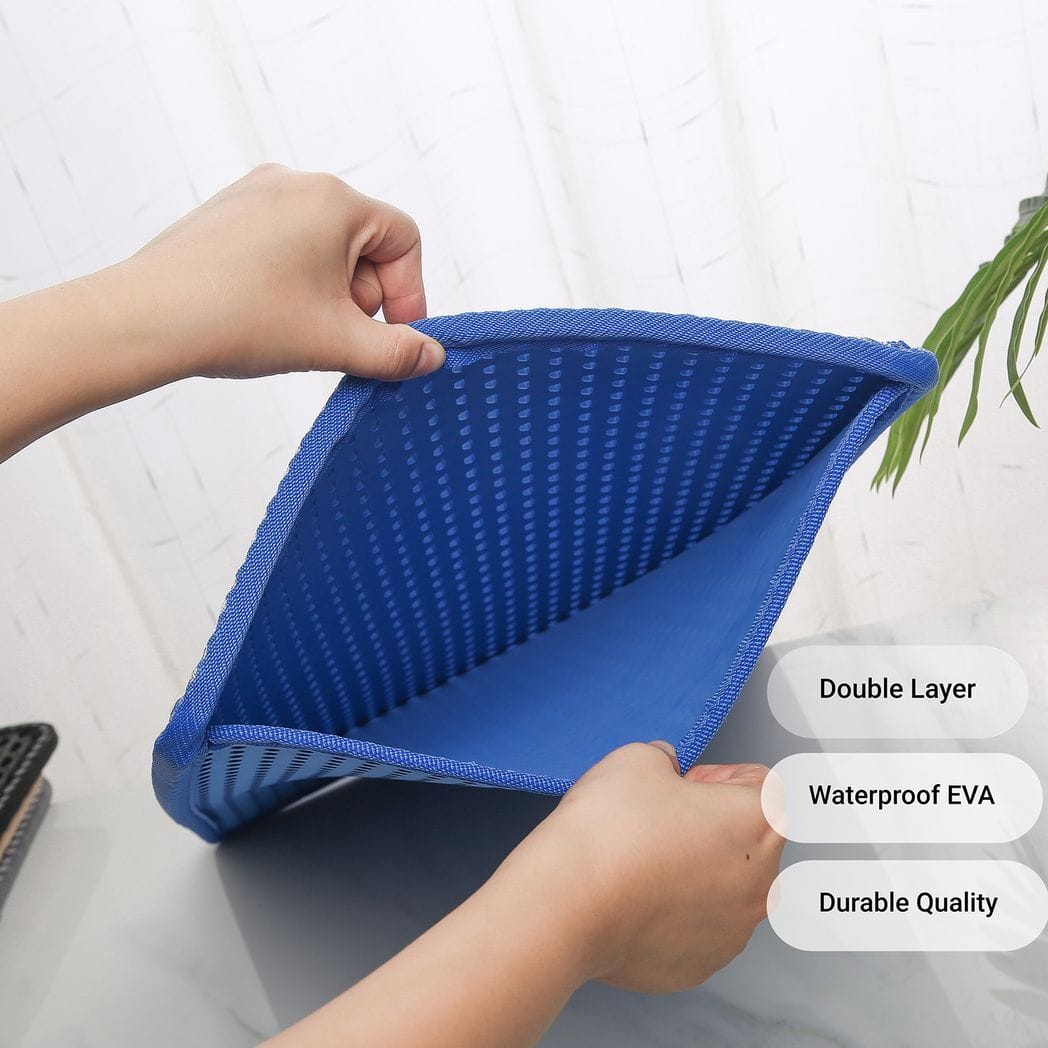 Cat Litter Mat, Kitty Litter Trapping Mat, Double Layer Mats with MiLi Shape Scratching design, Urine Waterproof, Easy Clean, Scatter Control  21" x 14"  Blue(same as JYD-GT-MSD-BLUE)