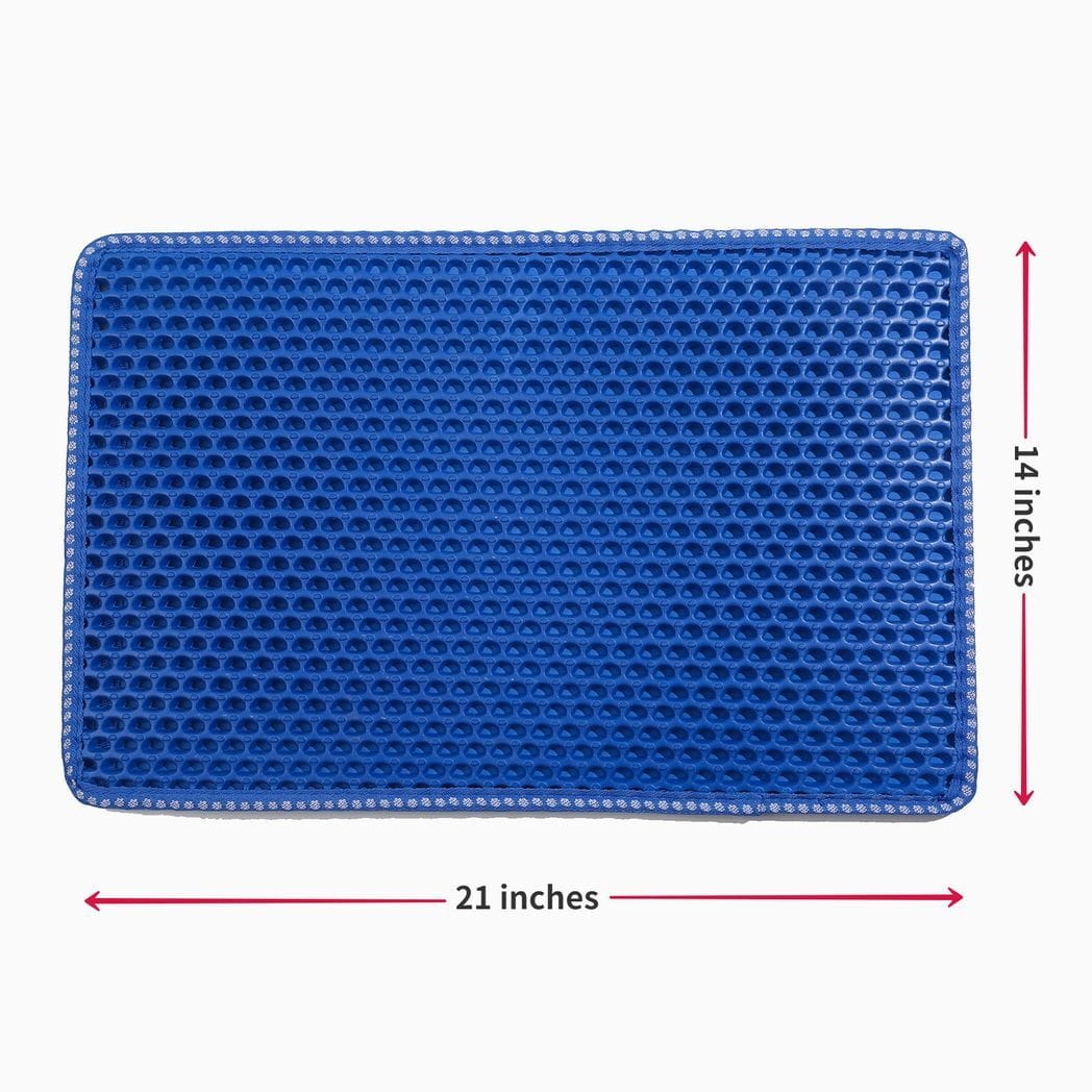 Cat Litter Mat, Kitty Litter Trapping Mat, Double Layer Mats with MiLi Shape Scratching design, Urine Waterproof, Easy Clean, Scatter Control  21" x 14"  Blue(same as JYD-GT-MSD-BLUE)