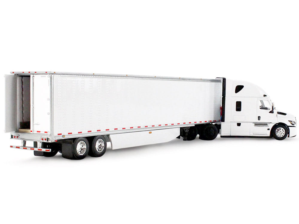 Freightliner Fifth Generation Cascadia Raised Roof Sleeper & 53' Utility Trailer with Skirts White 1/64 Diecast Model by DCP/First Gear
