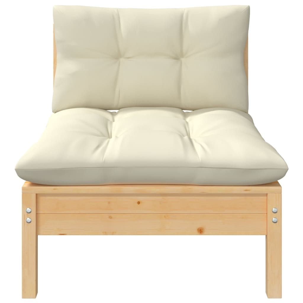 2-Seater Patio Sofa with Cream Cushions Solid Pinewood