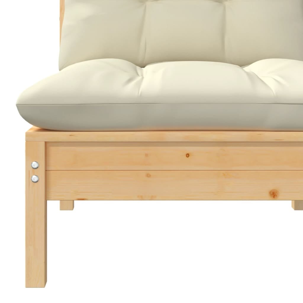2-Seater Patio Sofa with Cream Cushions Solid Pinewood