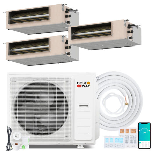 X-Pro 35000 BTU 3 Zone 22.5 SEER2 Concealed Ducted Mini Split AC-12K + 12K + 18K - Color: White - Size: 12K + 12K + 18K