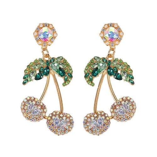 Shining Cherry Design High Fashion Women Earrings - White