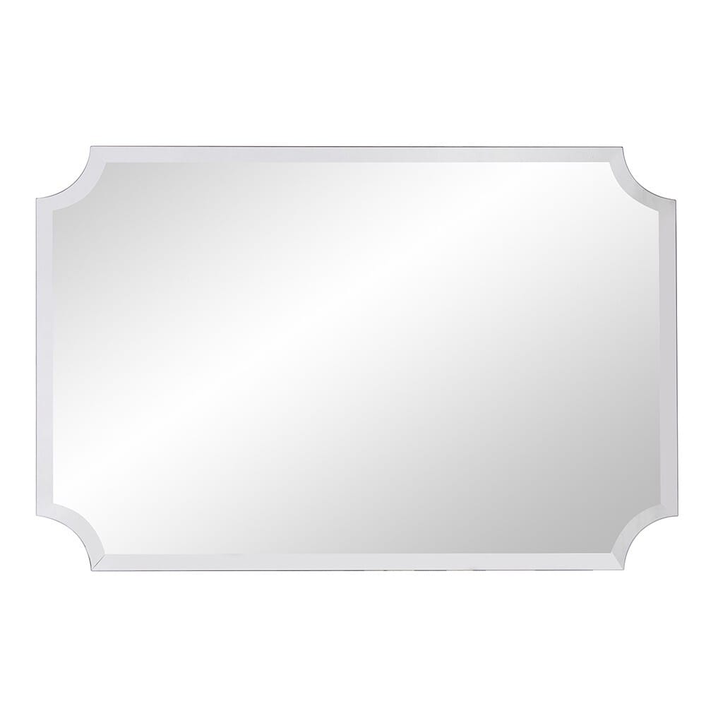Minimalist Rectangle Mirror With Beveled Edge And Scalloped Corners